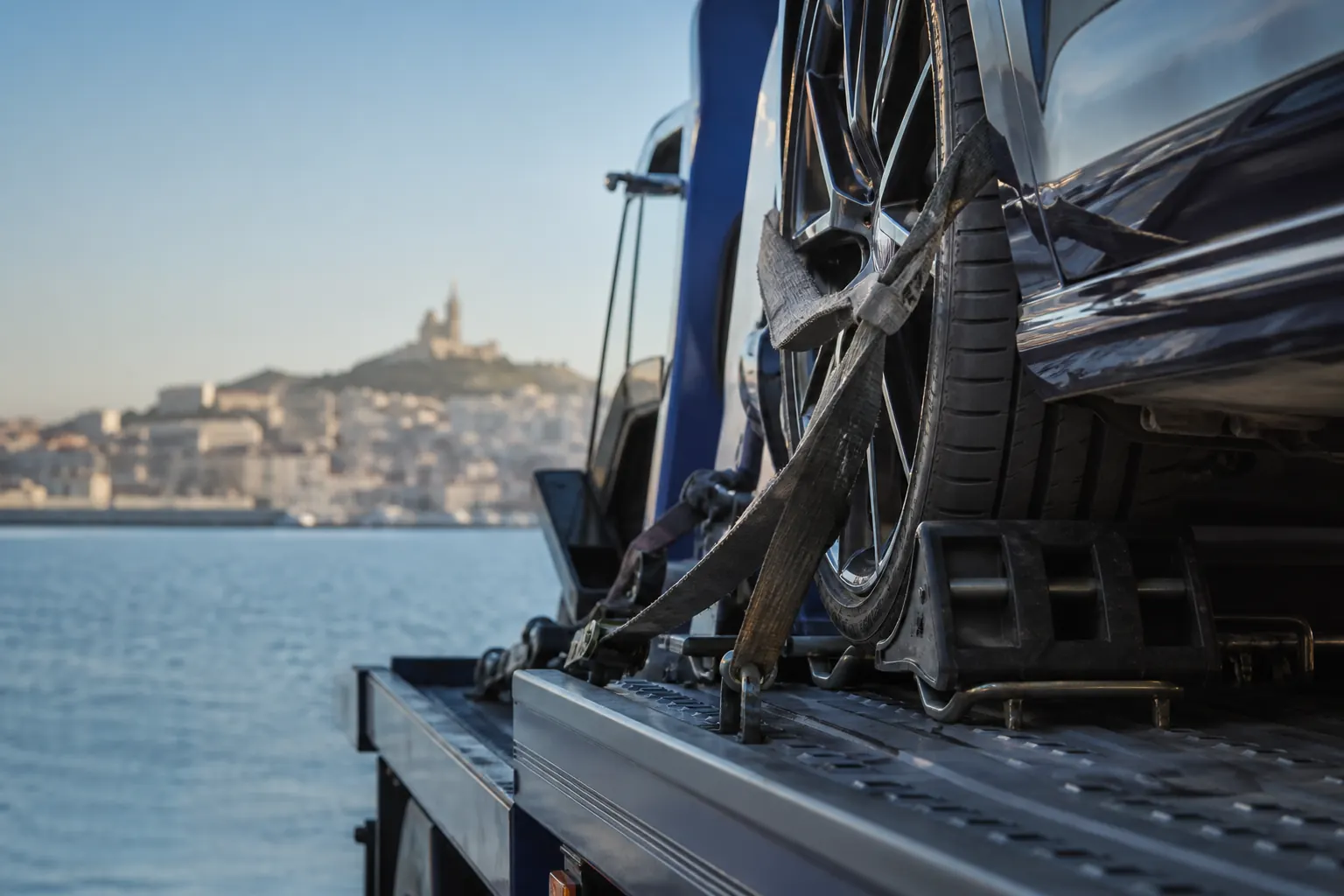 Équipement plateau et sangles de remorquage d’une dépanneuse à Marseille